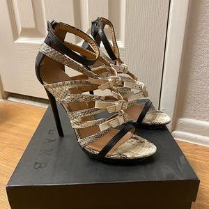 **LAMB 36.5 “Jem” Snakeskin 5” Heeled Sandal**